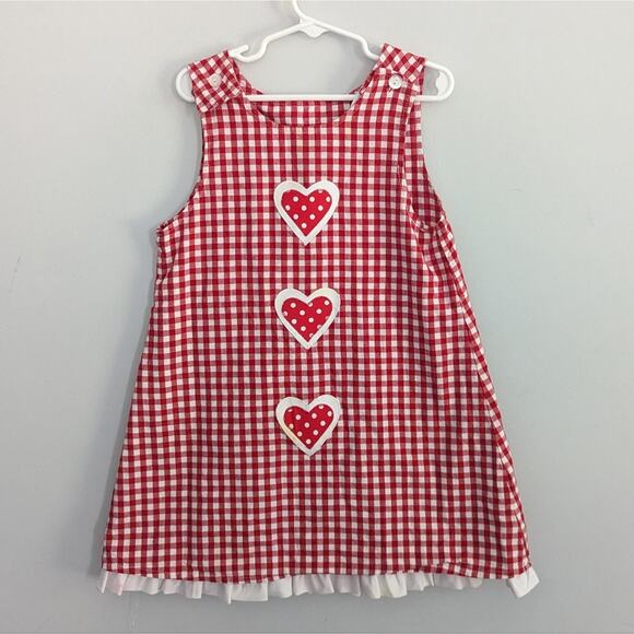 Girl's Funtasia Too! Christmas Valentine's Day Reversible Gingham Dress STAIN 5 - Picture 2 of 9